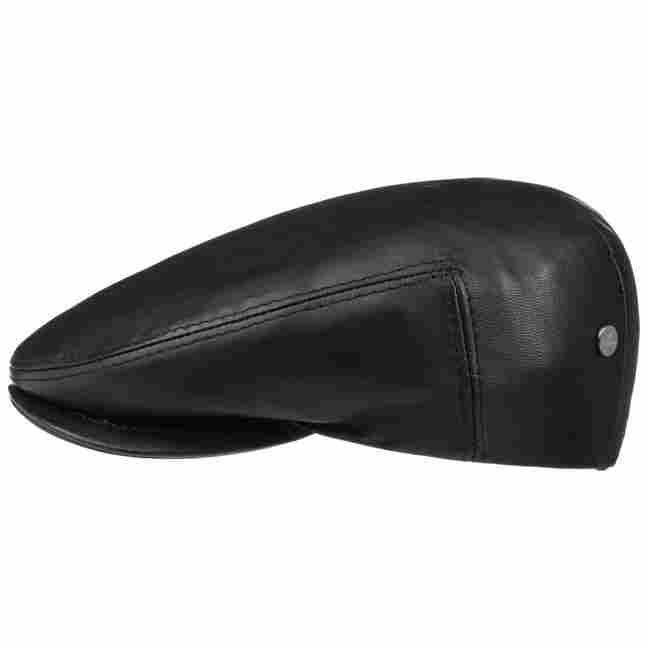 black leather flat cap