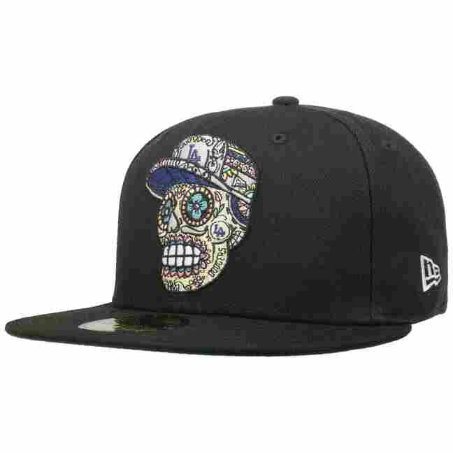 Dodgers Fitted New Era 59FIFTY Day of the Dead Sugar Skull Blue Cap Hat  GREY UV